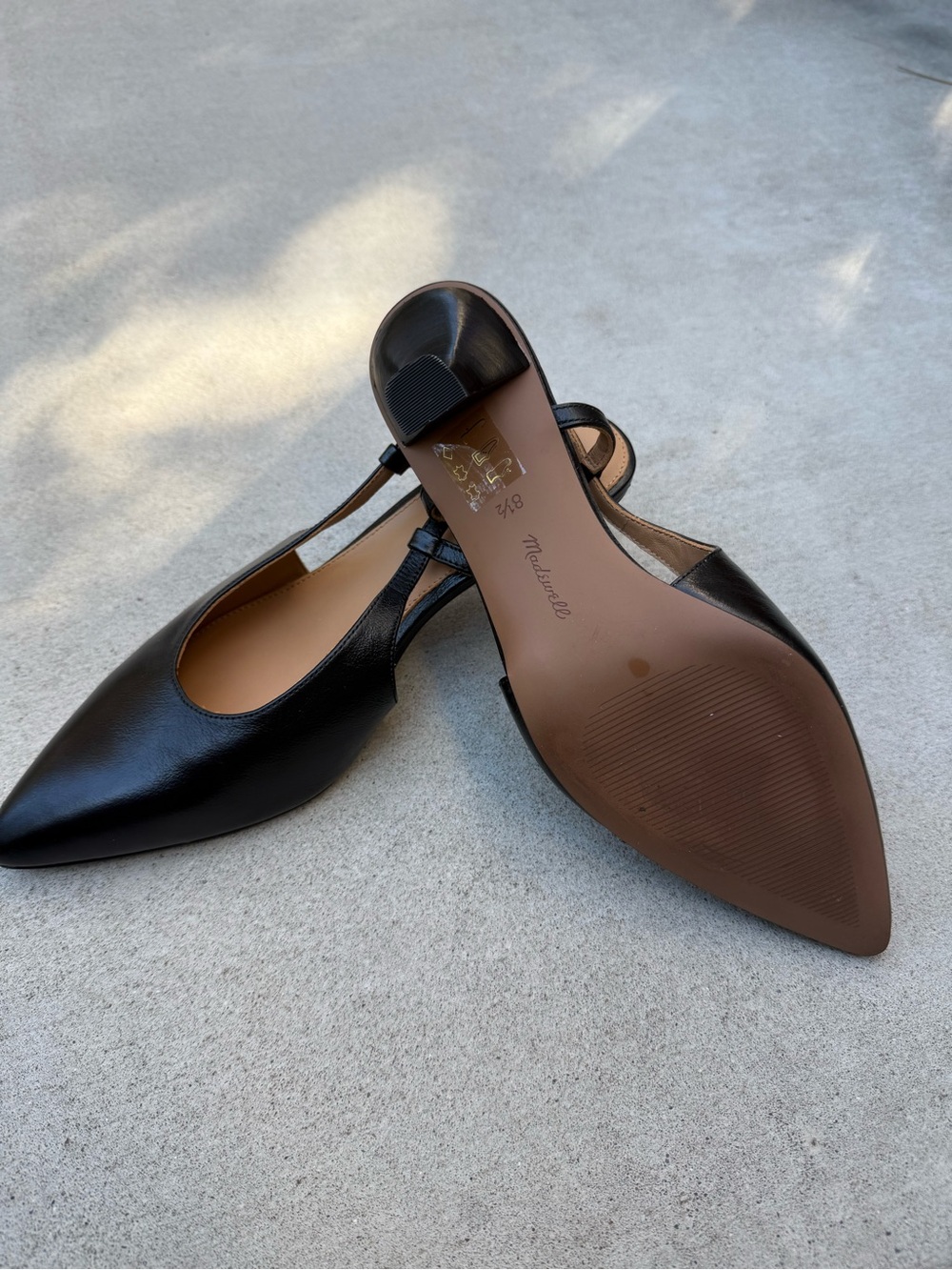 Madewell Black Leather Pointed-Toe Slingback Flats
